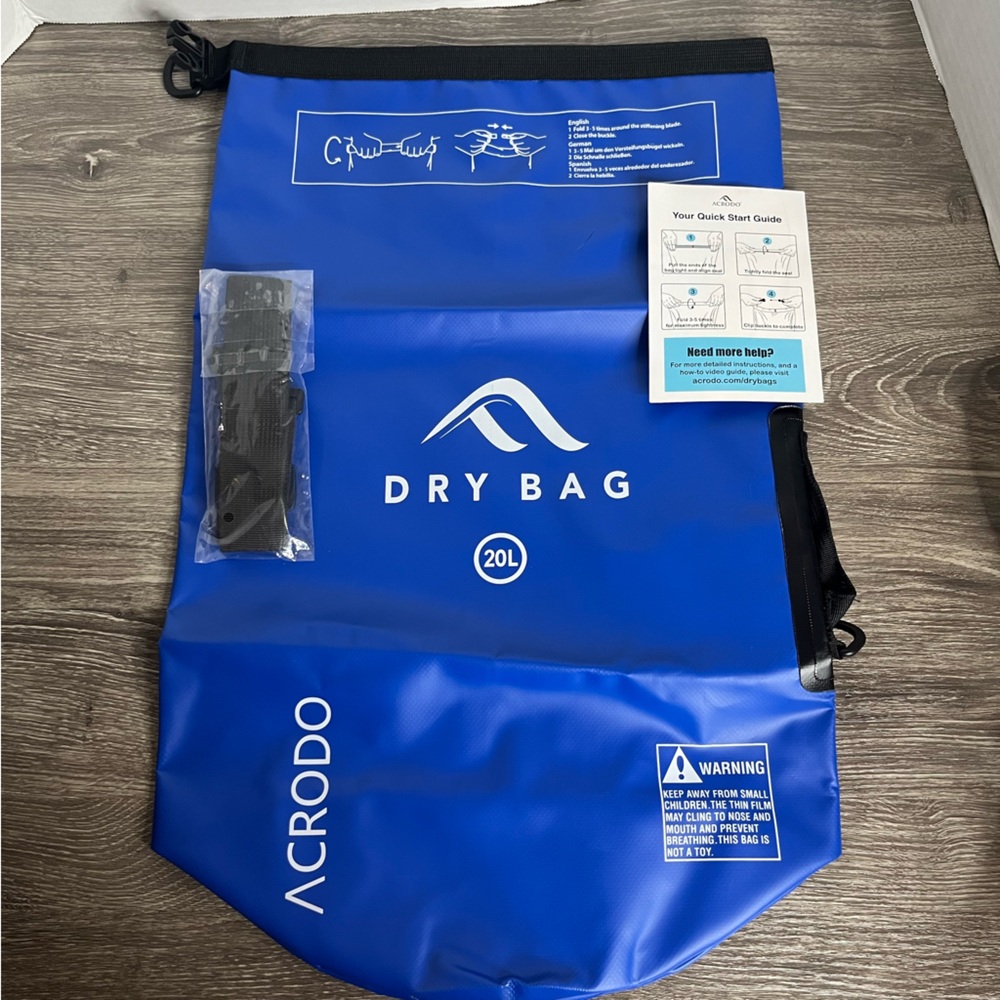 Acrodo Waterproof Dry Bag 20L Dark Blue NEW Beach Hiking Camping Boating